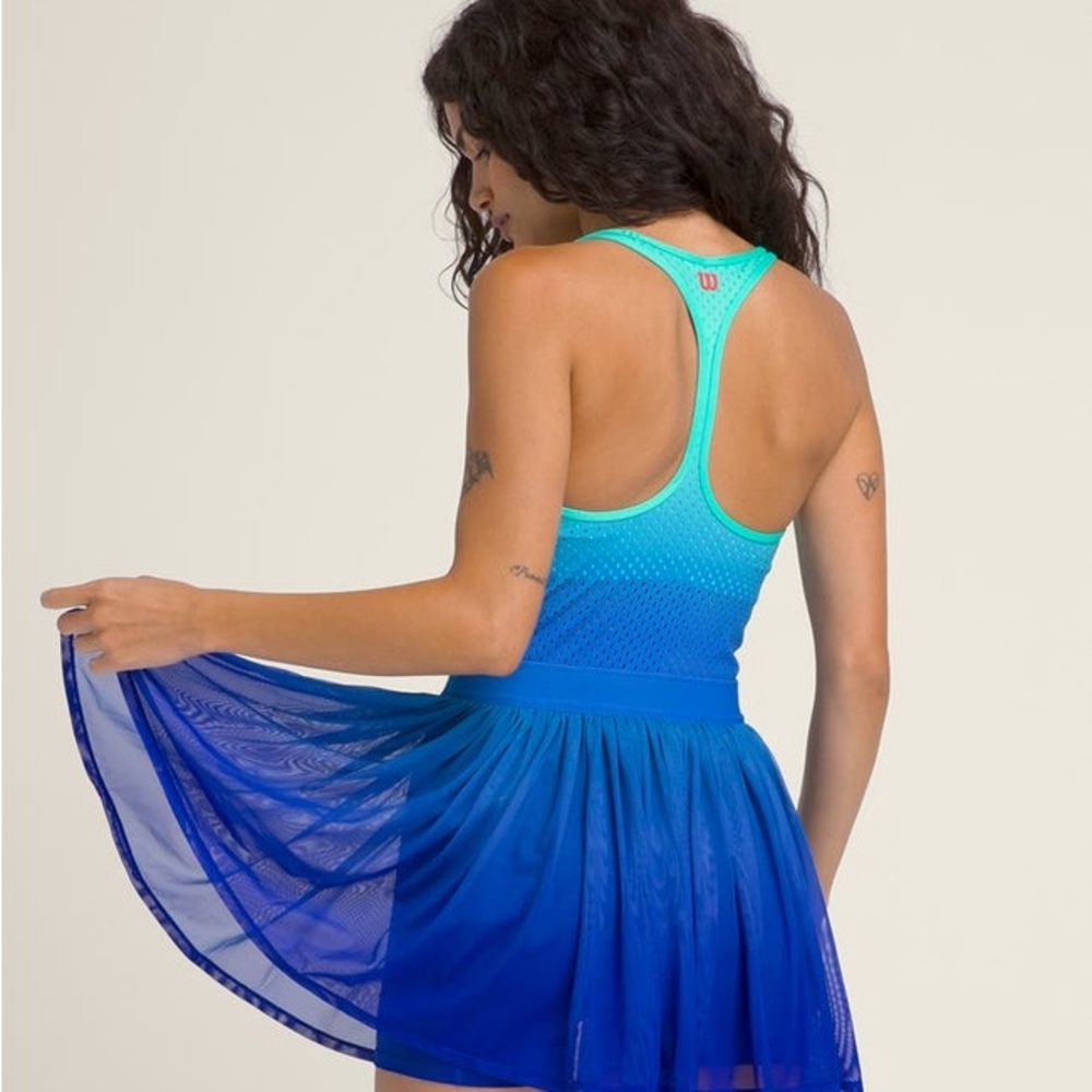 NWT Limited Edition Wilson Blue Ombre Athletic Tennis Dress - Picture 4 of 14